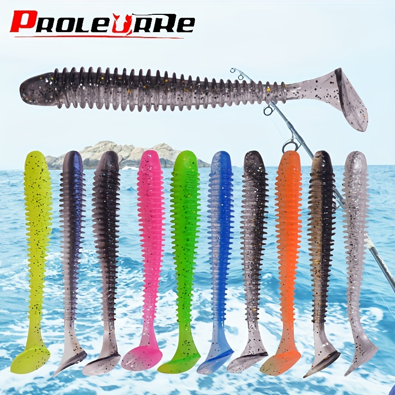 Cerill 20 PCS Double Color Paddle Tail Soft Fishing Lure Smell
