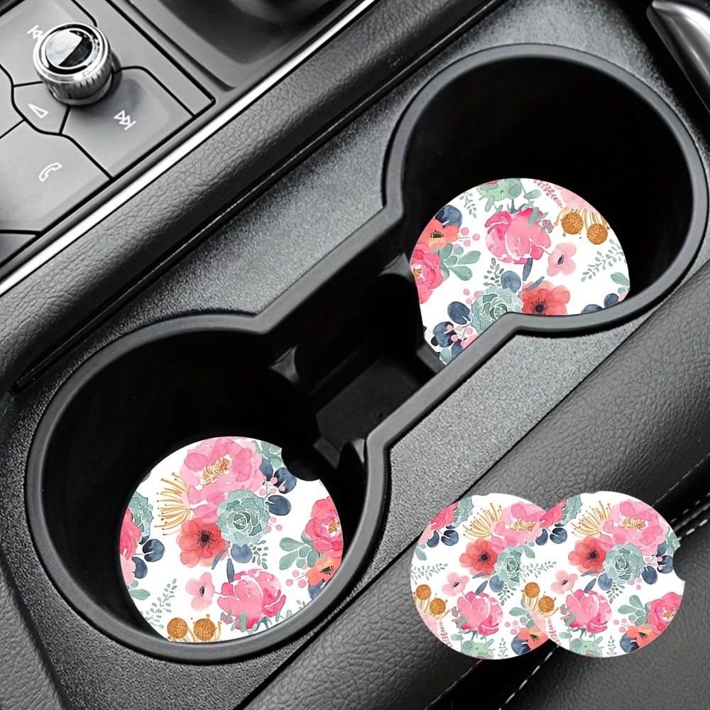 Car Coasters for Cup Holders, 2 Pack Absorbent Ceramic Car Cup Holder  Coaster fo