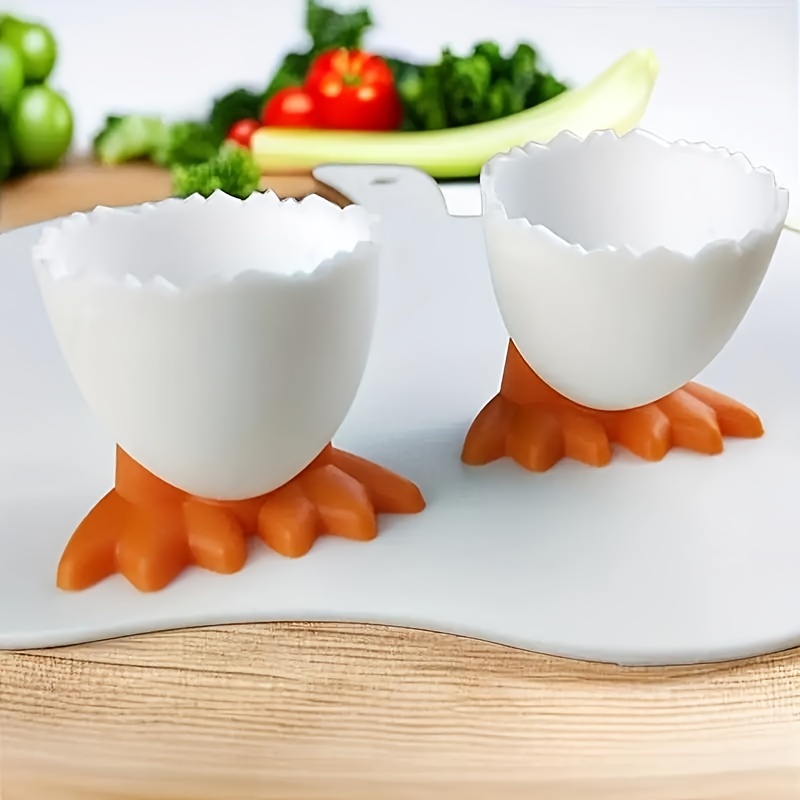 Cartoon soft or hard boiled eggs. Eggs in egg holder and eggshell