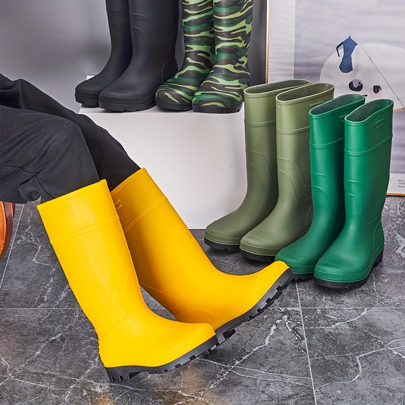 Mens Classic Rain Boots Non Slip Wear Resistant Waterproof Slip On