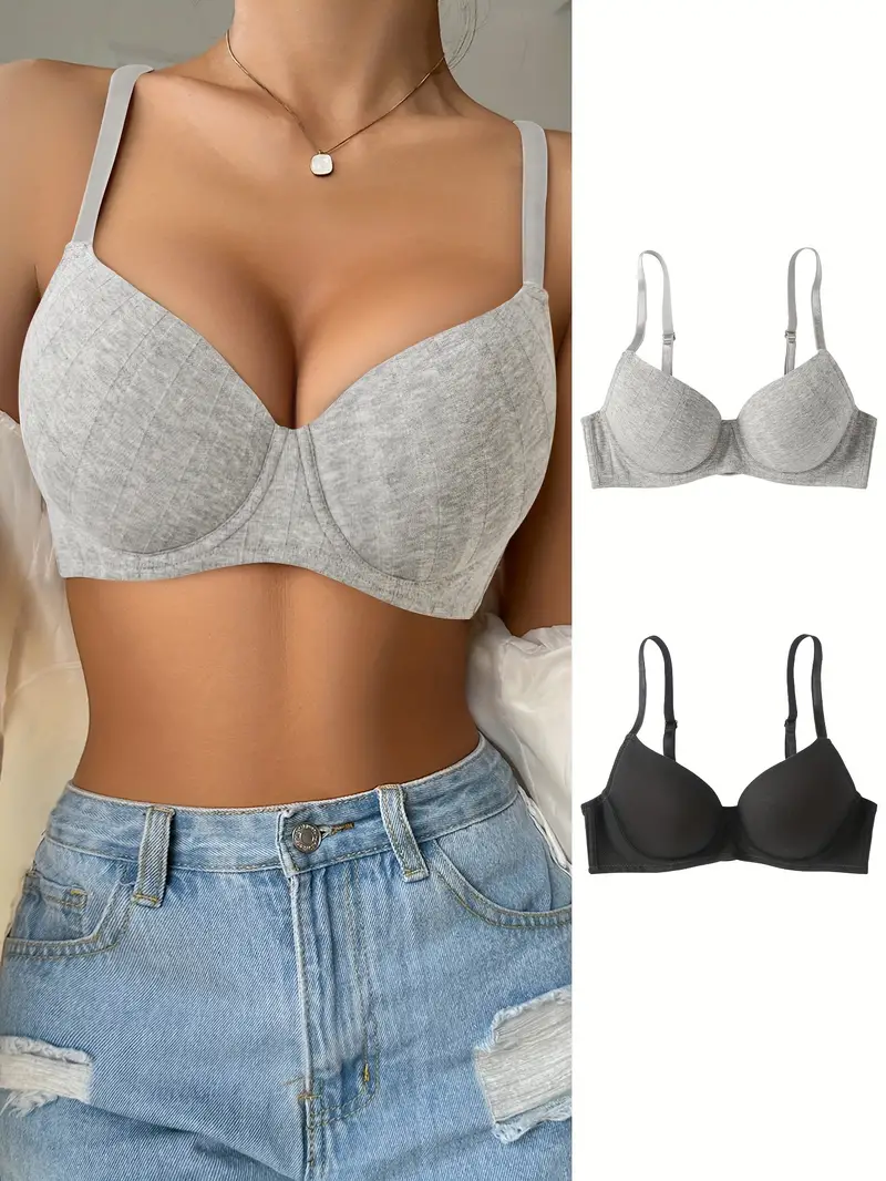 Simple Solid Push Bras Comfy Breathable Everyday Bra Women's - Temu