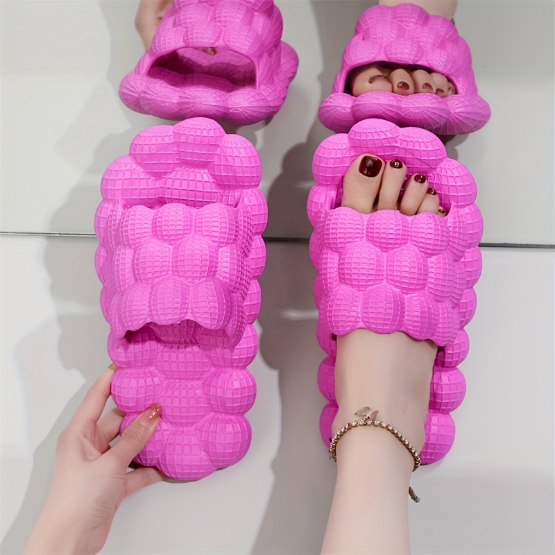 Women's Lychee Pattern Slides Massage Bath Shoes Non Slip Home Slides