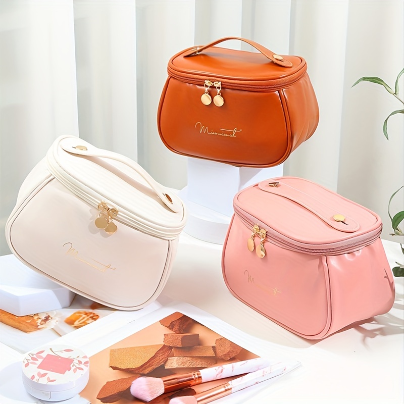 Large Capacity Travel Cosmetic Bag Makeup Organizer with Handle Zipper