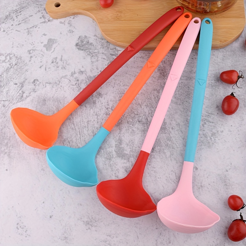 Heat Resistant Silicone Mixing Spoon With Long Handle - Non-stick Kitchen  Spoon For Easy Stirring And Cooking - Temu