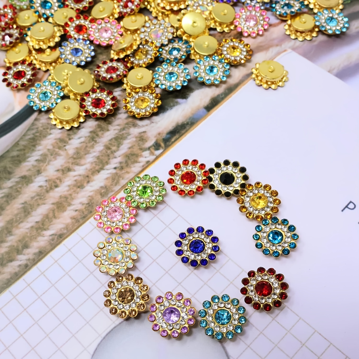 Rhinestone Buttons Crafts, Buttons Flowers Crystal Diy