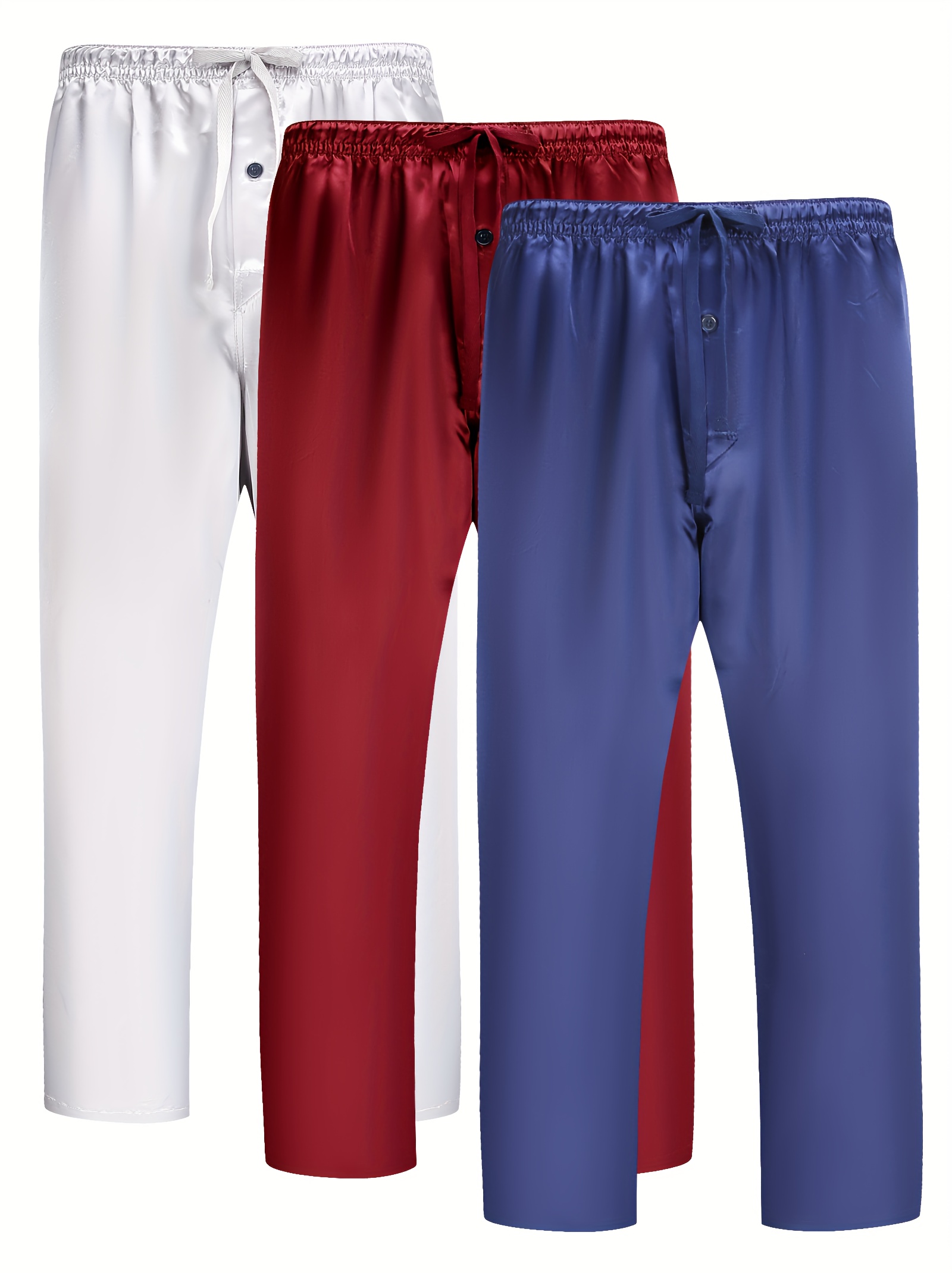 Men's Ice Silk Pants Elastic Trousers Big Pockets Casual Bottoms