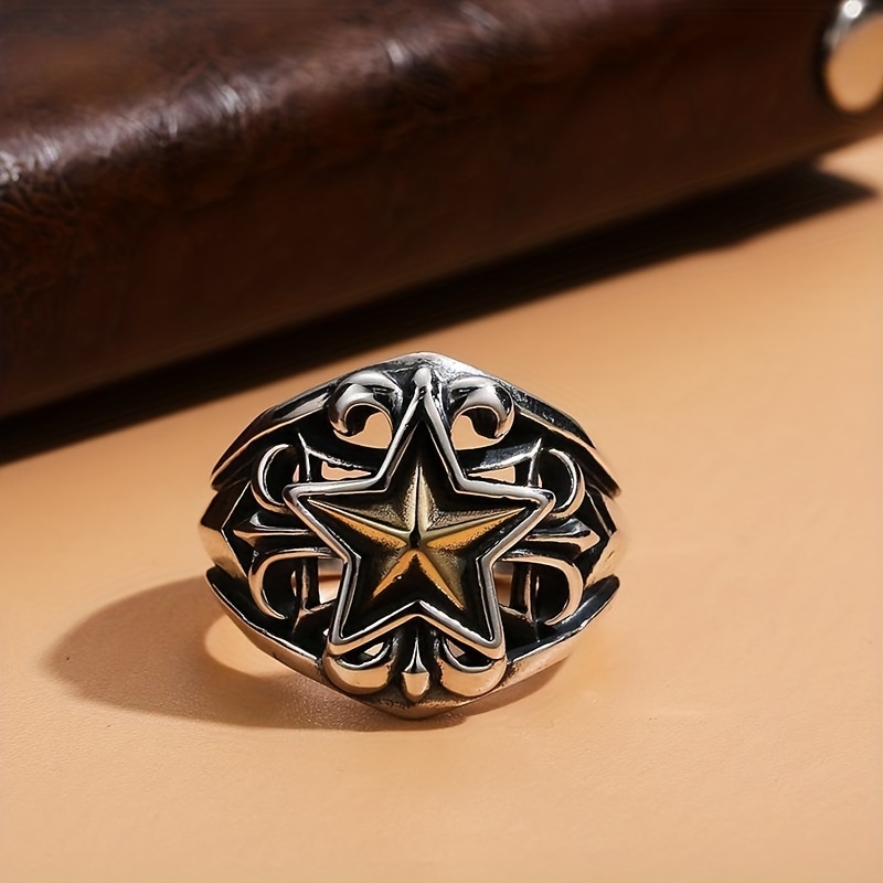 Pentagram Hollow Out Men's Ring