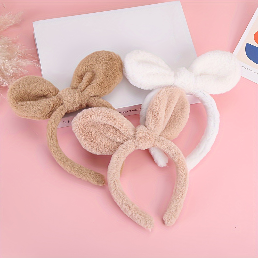 Cute Soft Rabbit Ears Hairbands Face Wash Headband Hair - Temu