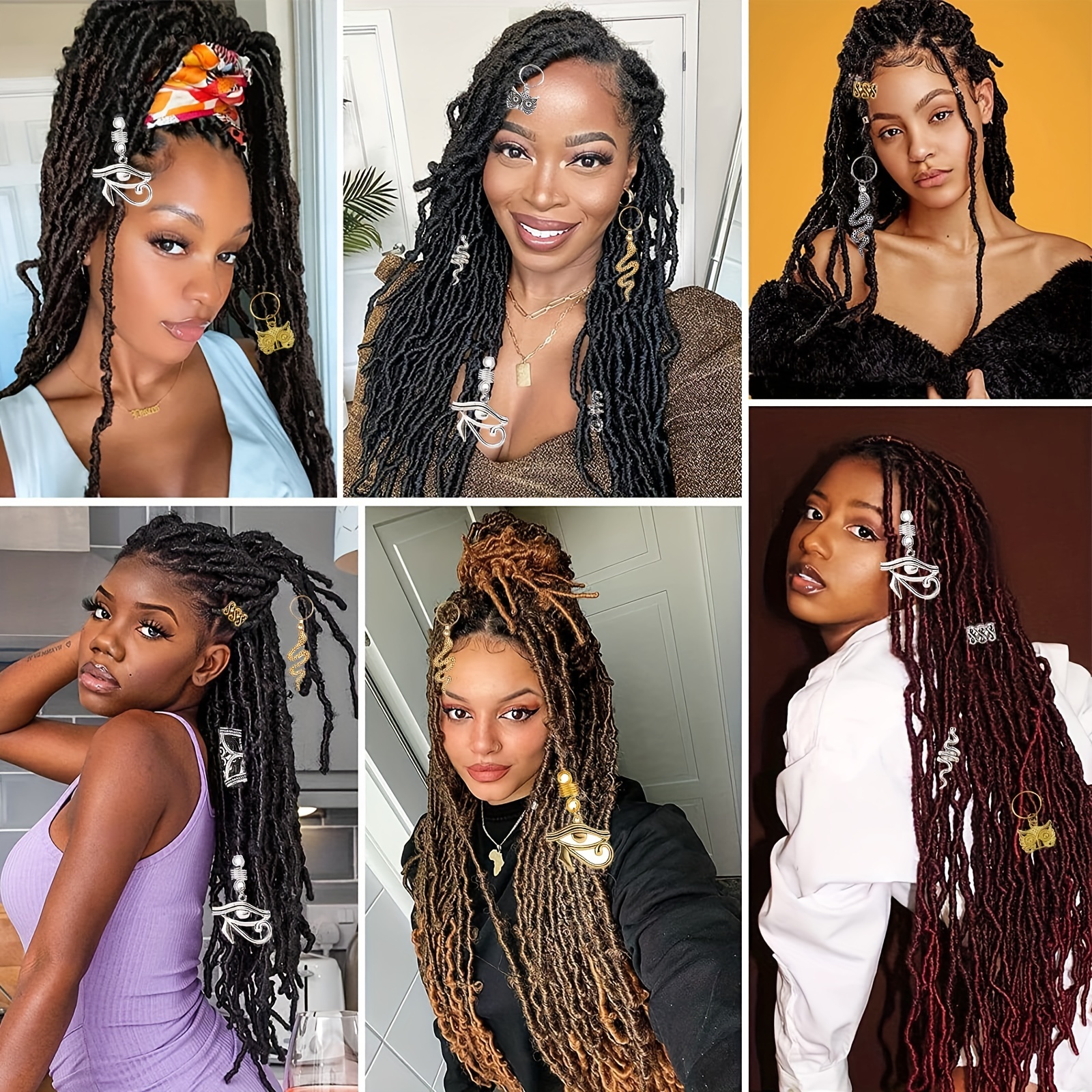 20 Pcs Hair Accessories Loc Hair Jewelry for Women Braids, Dreadlock  Accessories Metal Hair Rings Vintage 