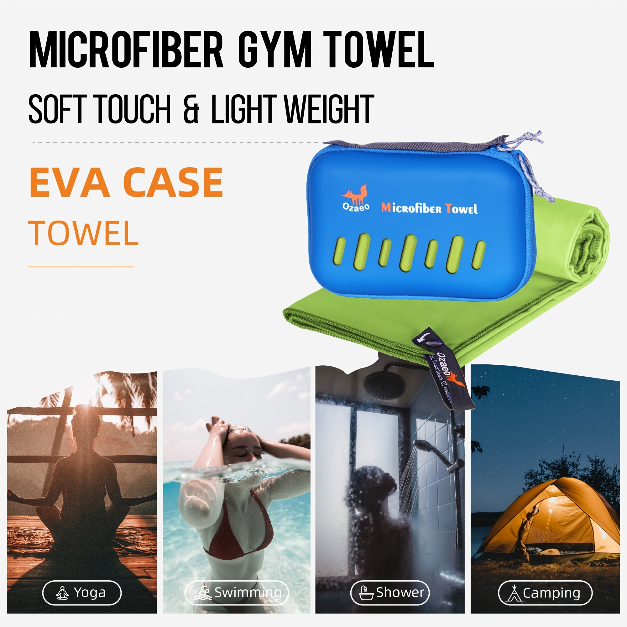 Ozaeo Microfiber Travel Towel Ultra Compact Fast Drying for Sports Beach
