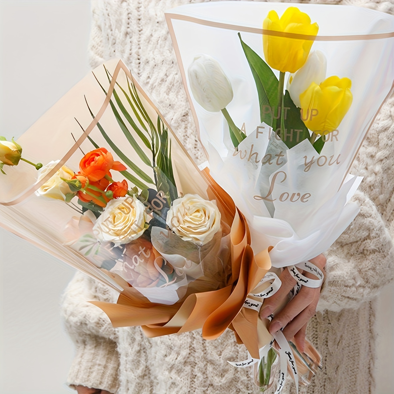 Fresh Flower Packaging Bag Simple And Transparent Bouquet - Temu Australia