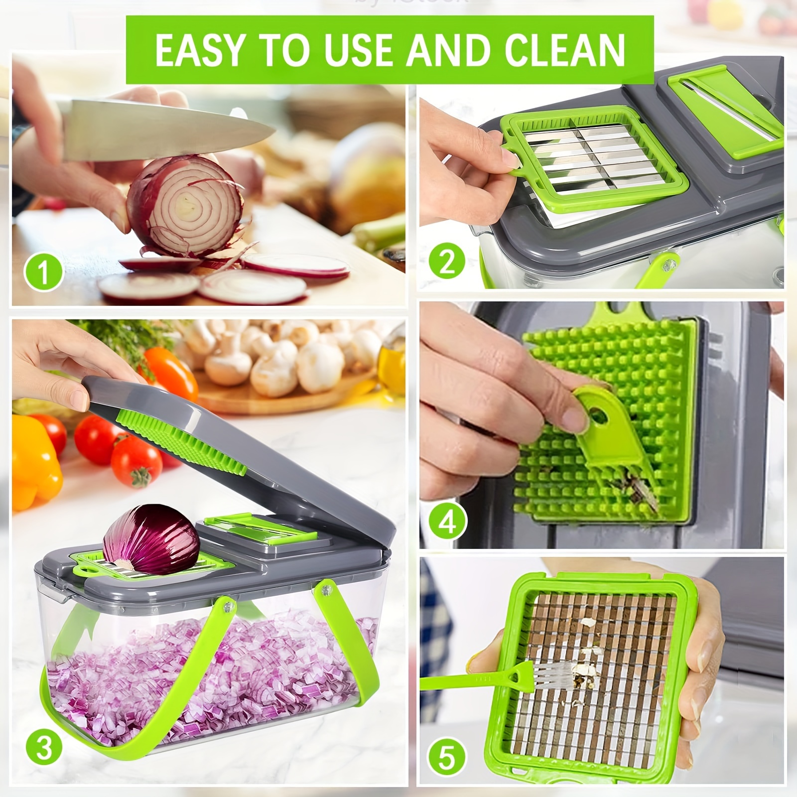 22in1 Vegetable Chopper And Fruit Slicer With 13 Blades - Temu