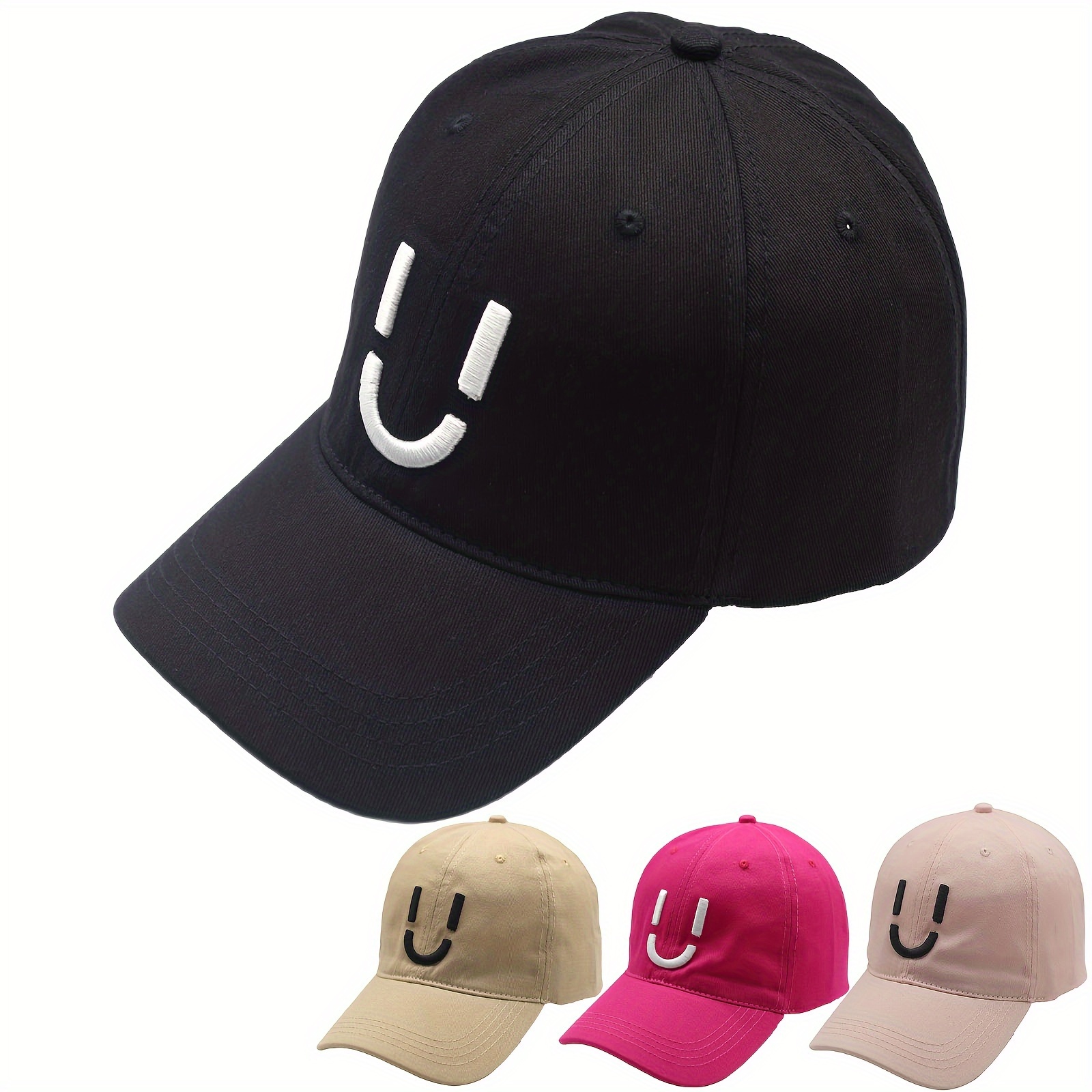 3d u Happy Face Embroidered Baseball Dad Hat Hit Hop - Temu Canada