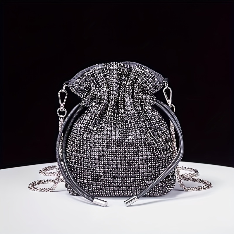 Mini Rhinestone Bucket Bag, Glitter Crossbody Bag, Women's Evening Handbag  & Shoulder Purse For Wedding Party Prom - Temu