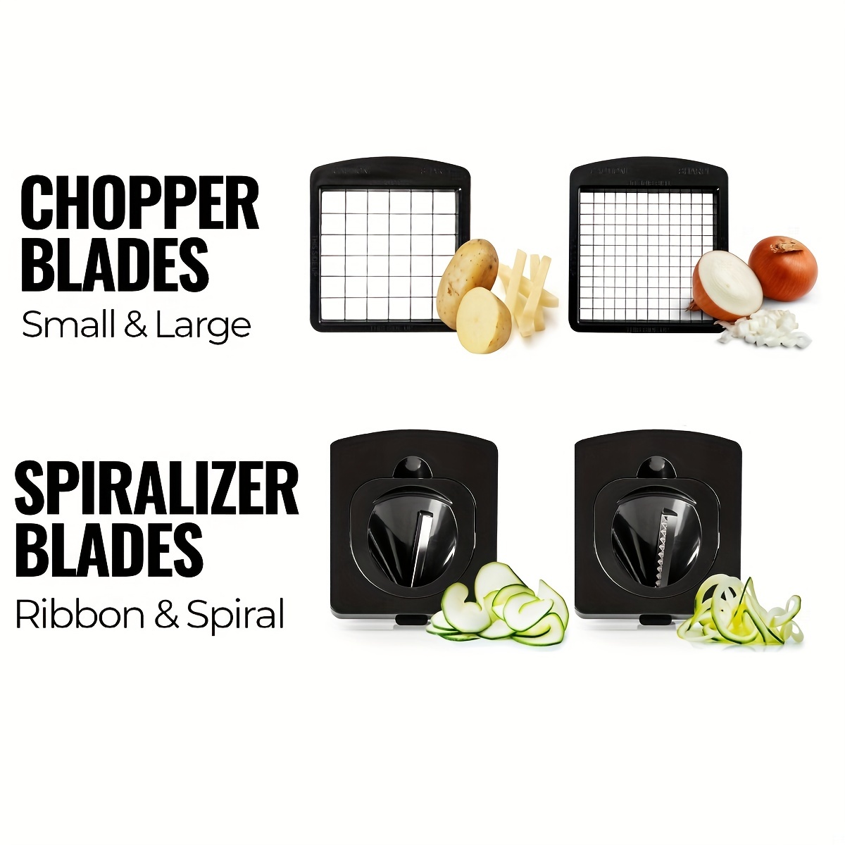 Fullstar Vegetable Chopper - Spiralizer Vegetable Slicer -  Onion Chopper with Container - Pro Food Chopper - Slicer Dicer Cutter - (4  in 1, Black) : Home & Kitchen