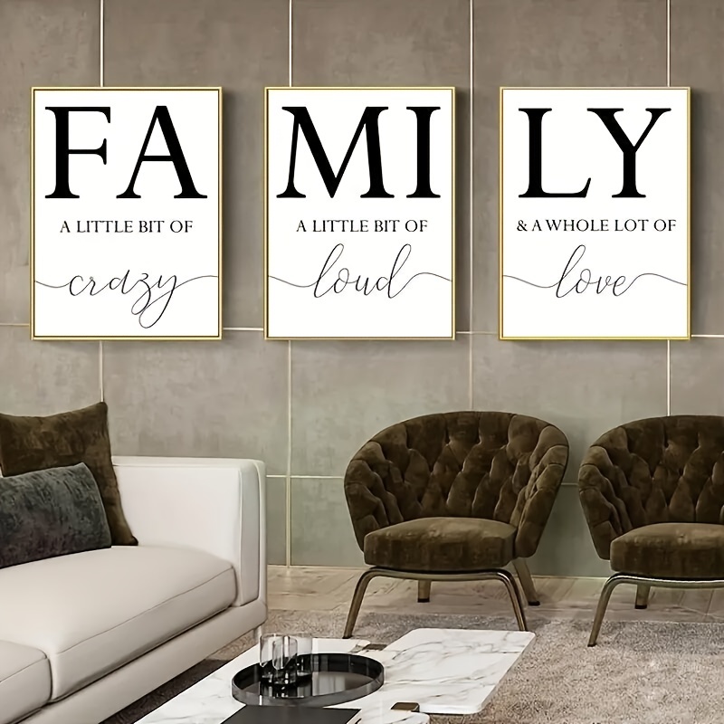 Set / 3 Pezzi Poster Parete Famiglia Bianco Nero Semplice - Temu Italy