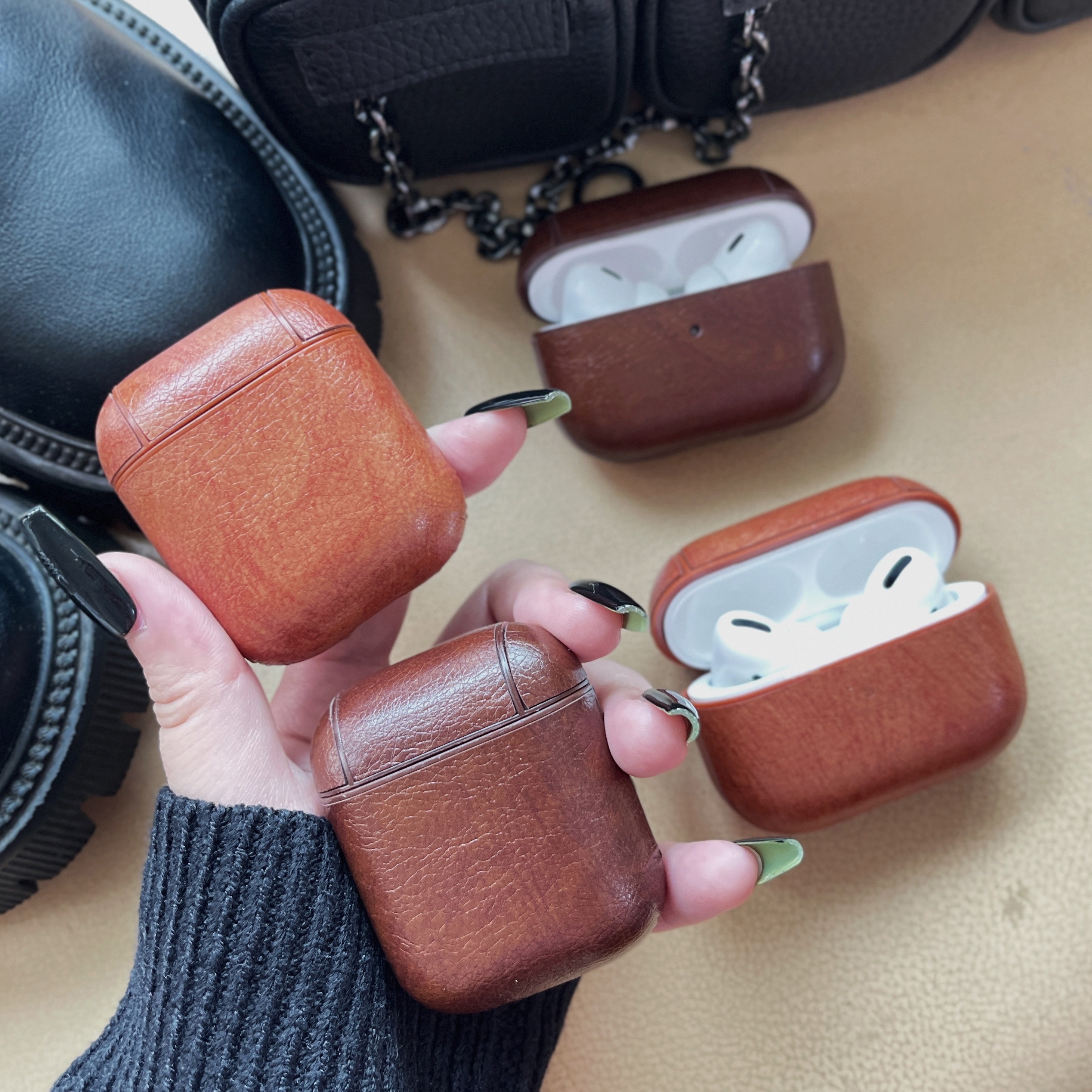 Luxury Retro Flower Shockproof Leather Case For Airpods 3rd