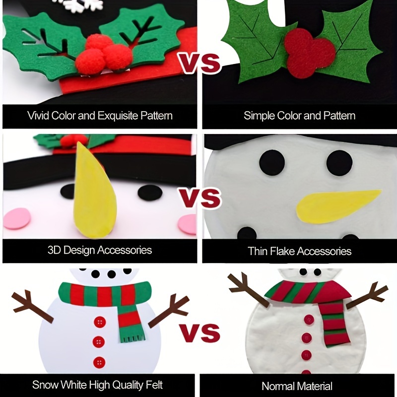 Christmas Snowman Handmade Stickers Xmas Ornaments For Kids Diy Felt  Detachable Felt Ornaments For Christmas New Year Gifts - Temu Philippines
