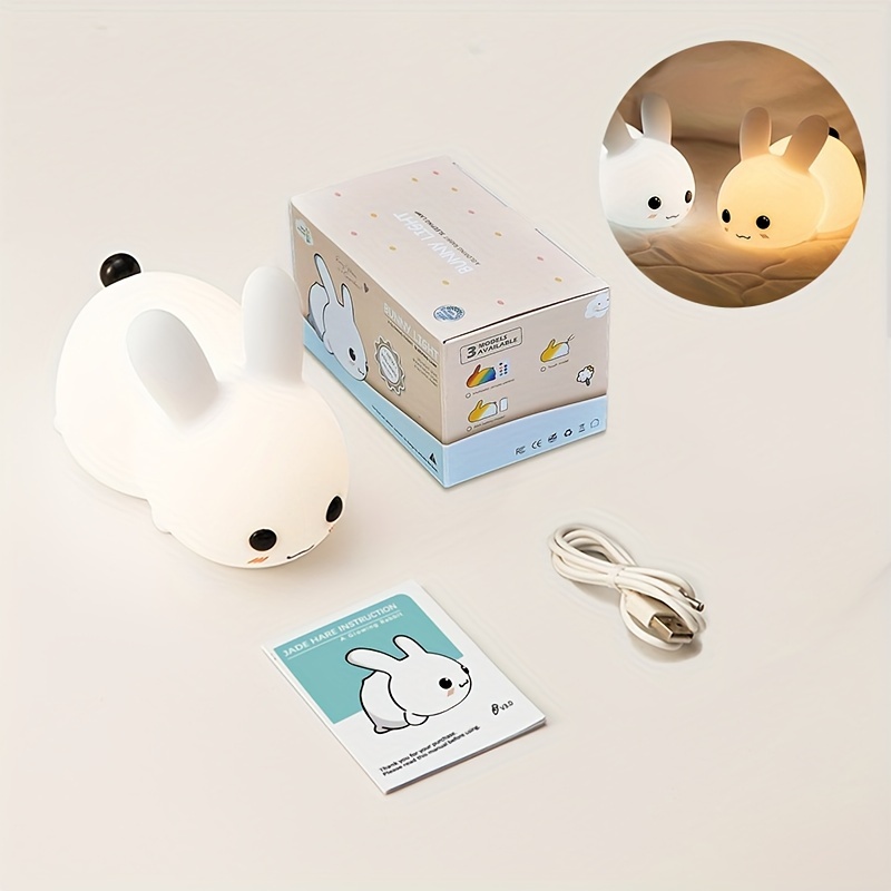 Jade Rabbit Silicone Night Light Creative Gift Usb Charging - Temu