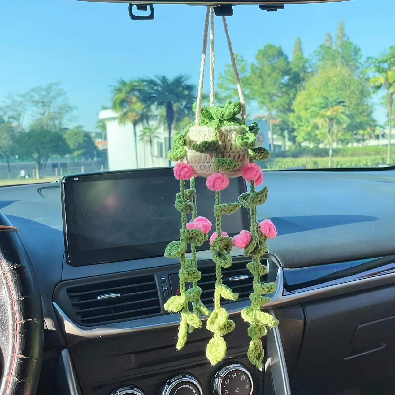Flower Car Plant Decor Rear View Mirror Hanging Accessories