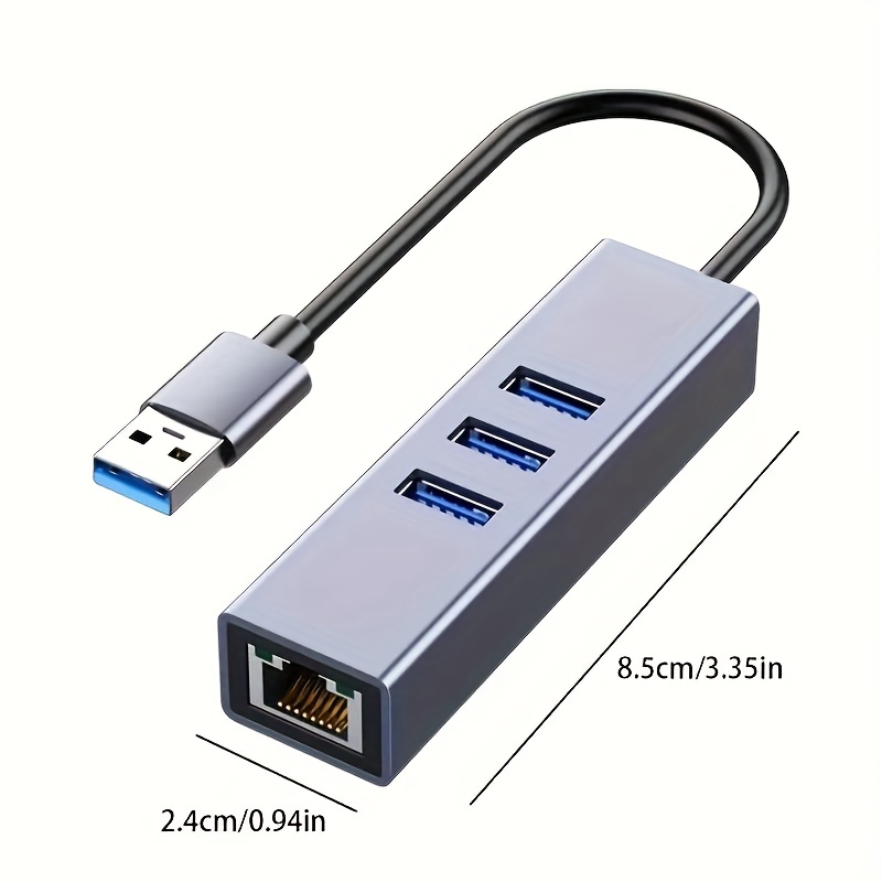 USB to Ethernet Adapter, 3-Port USB 3.0 Hub with RJ45 10/100/1000 Gigabit  Ethernet Adapter Support Windows 10,8.1,Mac OS, Surface  Pro,Linux,Chromebook