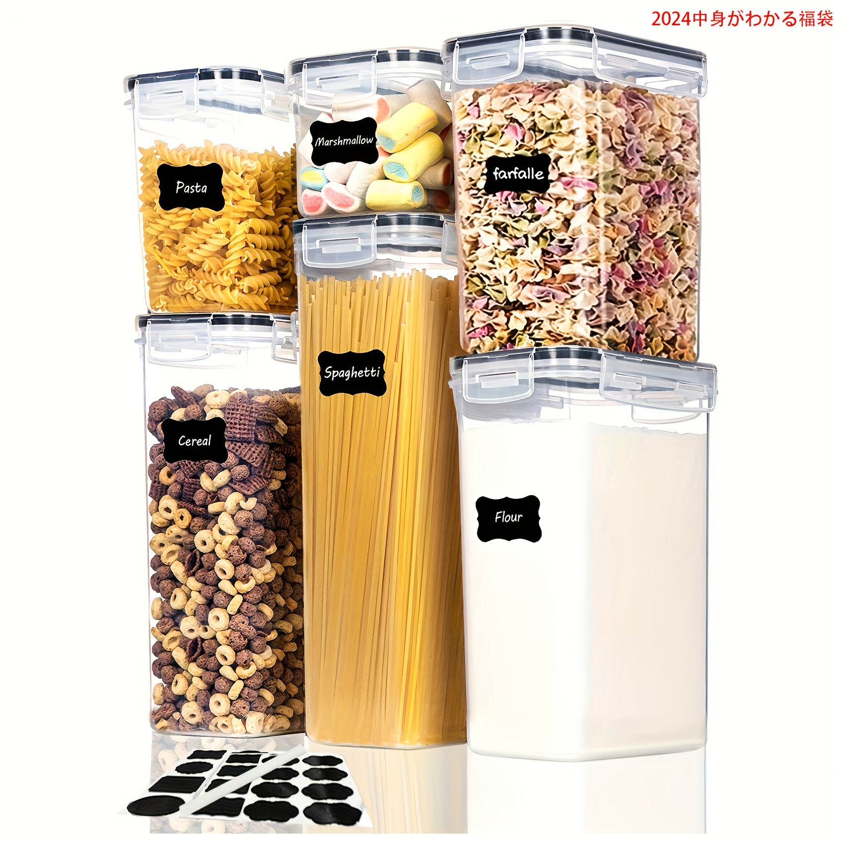 Set of 6Pcs Tall Pasta Storage Container with Lid, Food Storage