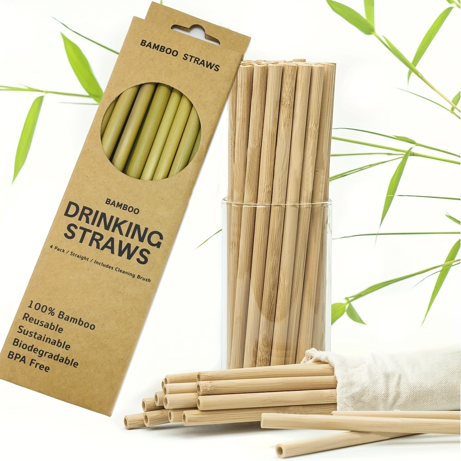 Pajitas de bambú reutilizables