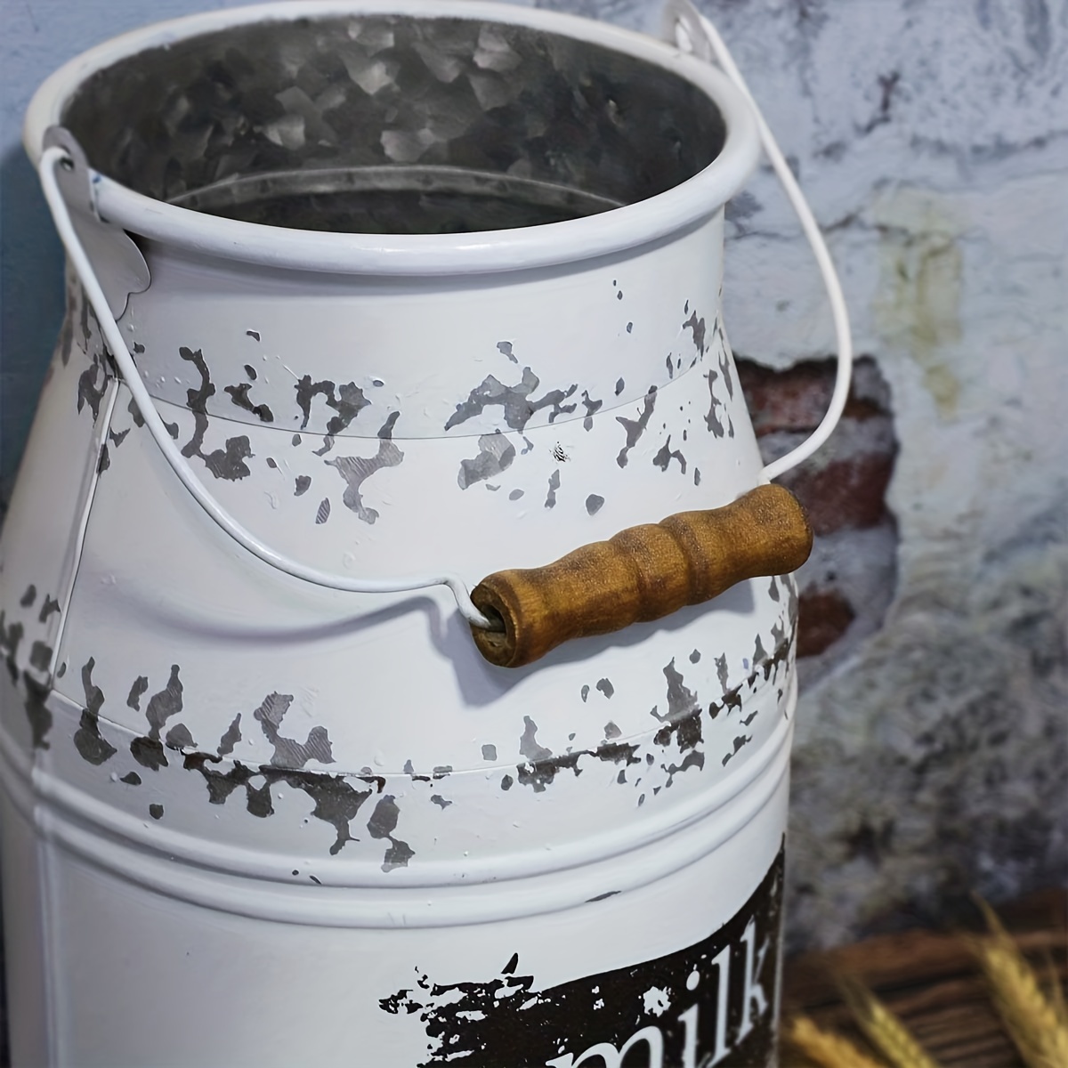 French Metal Flower Vase Rustic Farmhouse Kitchen Decor Galvanized Bucket