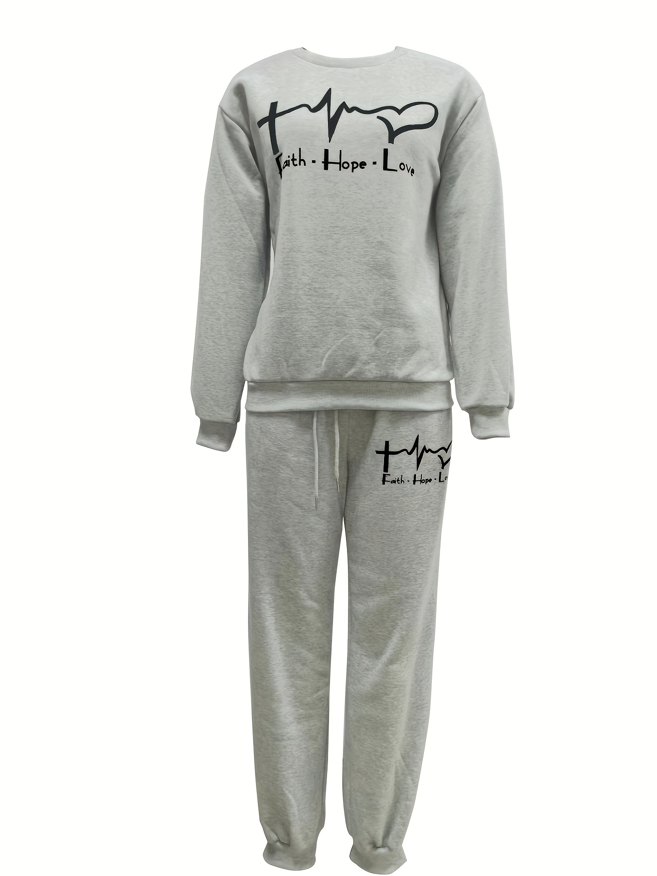 Casual Long Sleeve Sweatshirt & Joggers Pants Set