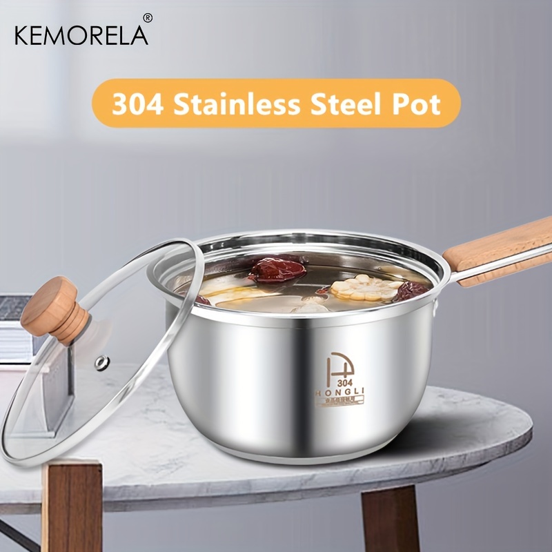 304 stainless steel milk pot home baby supplementary food hot milk pot  thickened double bottom soup pot mini small cooking pot non-stick