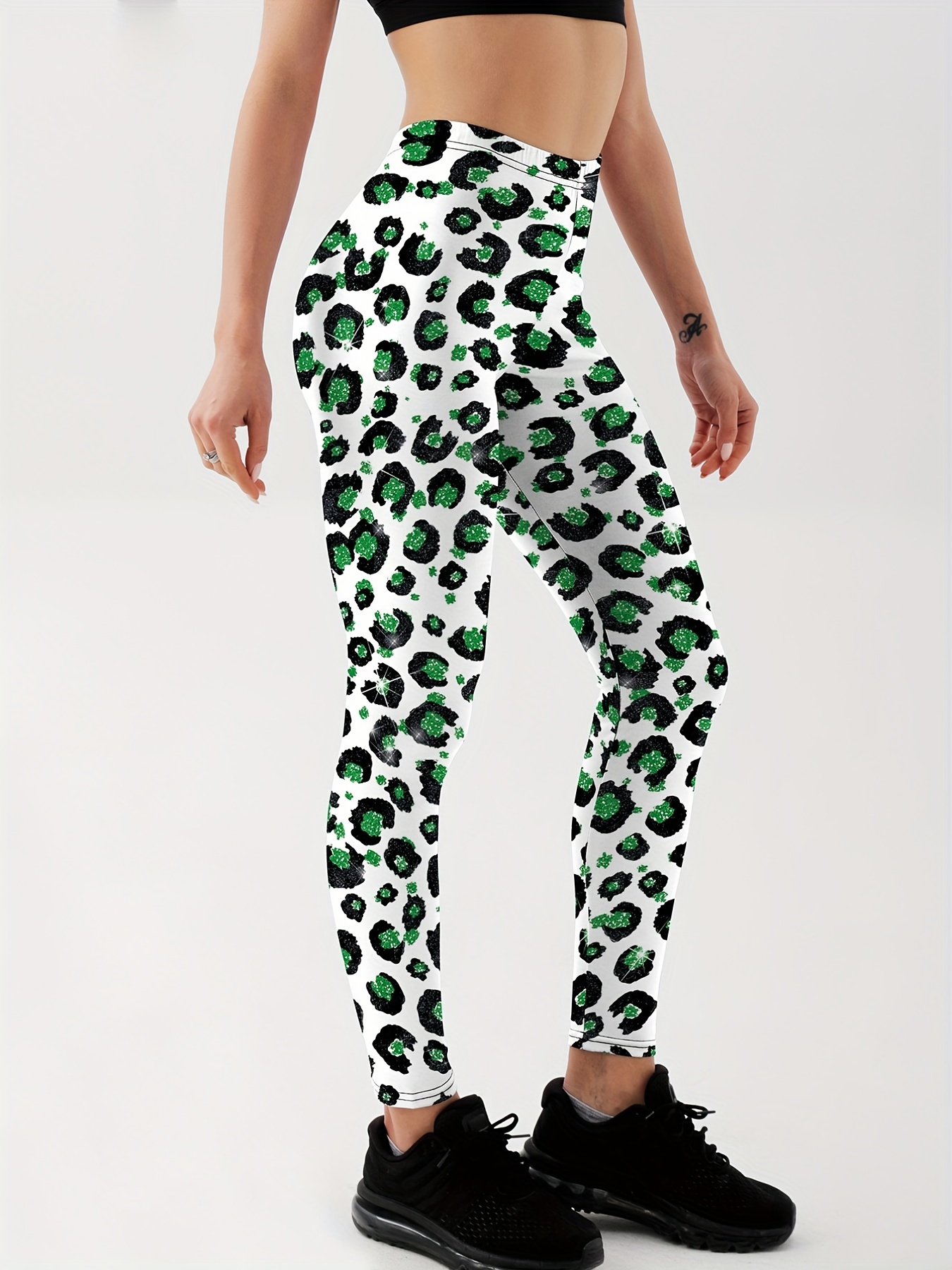 Fashion Leopard Print Lip Lifting High Elastic Yoga Leggings, Workout  Running Training Pants, Women's Activewear