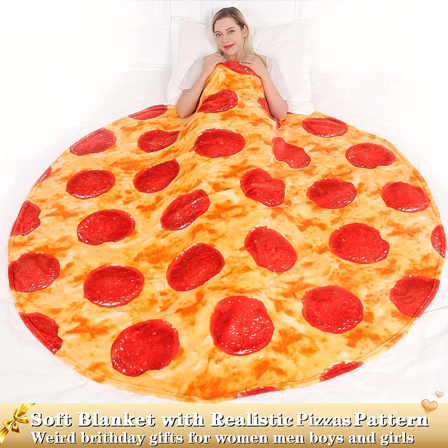 1pc Pizza Blanket Double Sided Pattern Food Blanket Novelty Realistic Funny  Throw Blanket, Soft Blanket For Couch Bed Sofa Office Camping