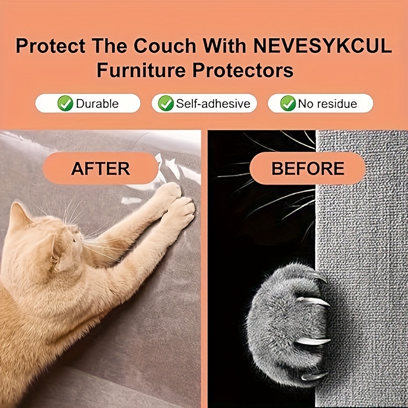 cat scratch deterrent tape cat couch protector large double sided clear anti cats dogs scratching sticky tape can be cut cat scratch furniture protector residue free protector 5pack 17 8x12ins details 4