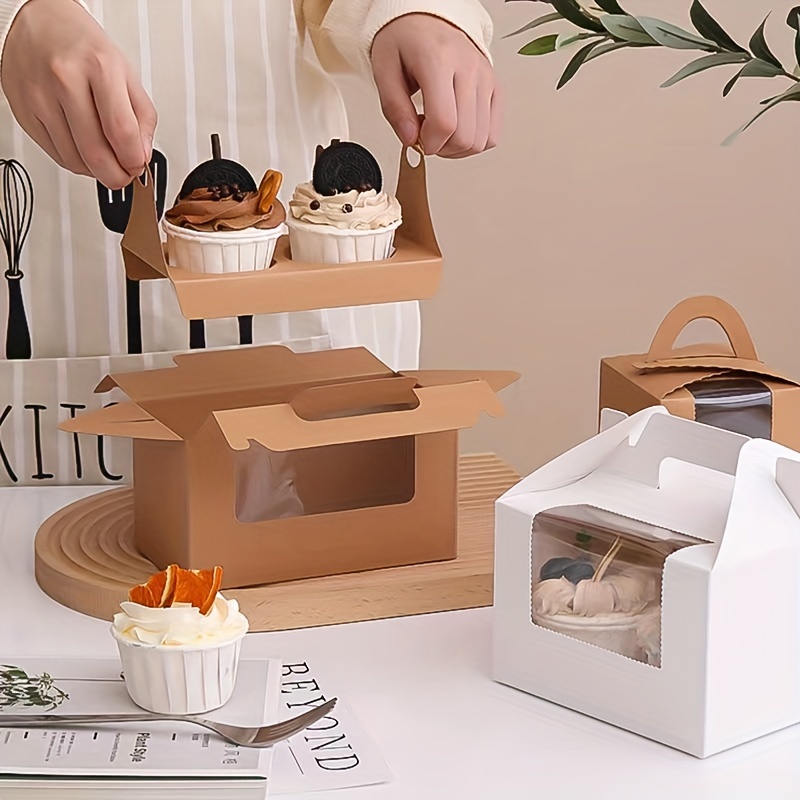 Caja transparente para tartas, 4 unidades, caja transparente para pasteles  con cinta para pasteles, 10 x 10 x 9 pulgadas, caja de regalo transparente