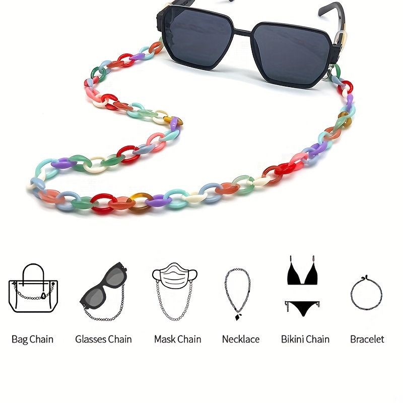 Acrylic Glasses Chain Anti Slip Sunglasses Reading Glasses Lanyard Strap  Adjustable Mask Face Covering Eyewear Retainer - Temu