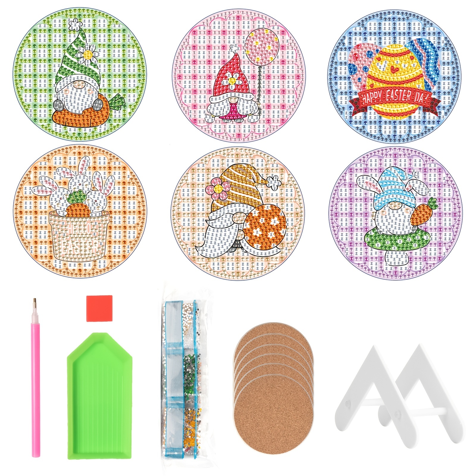 Artificial Diamond Painting Coasters Kit Easter Eggs Diy - Temu