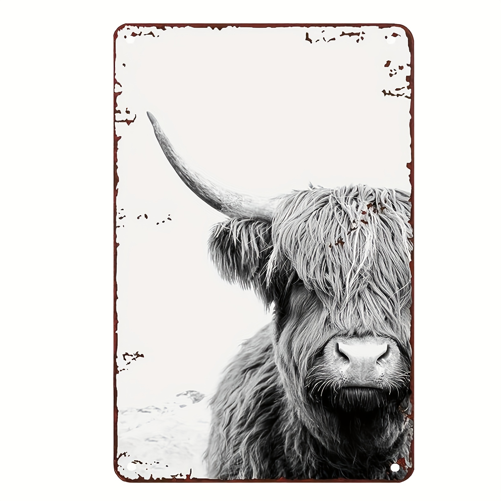 Metal Tin Sign Highland Cow Decor For Home Highland Cow Black And ...
