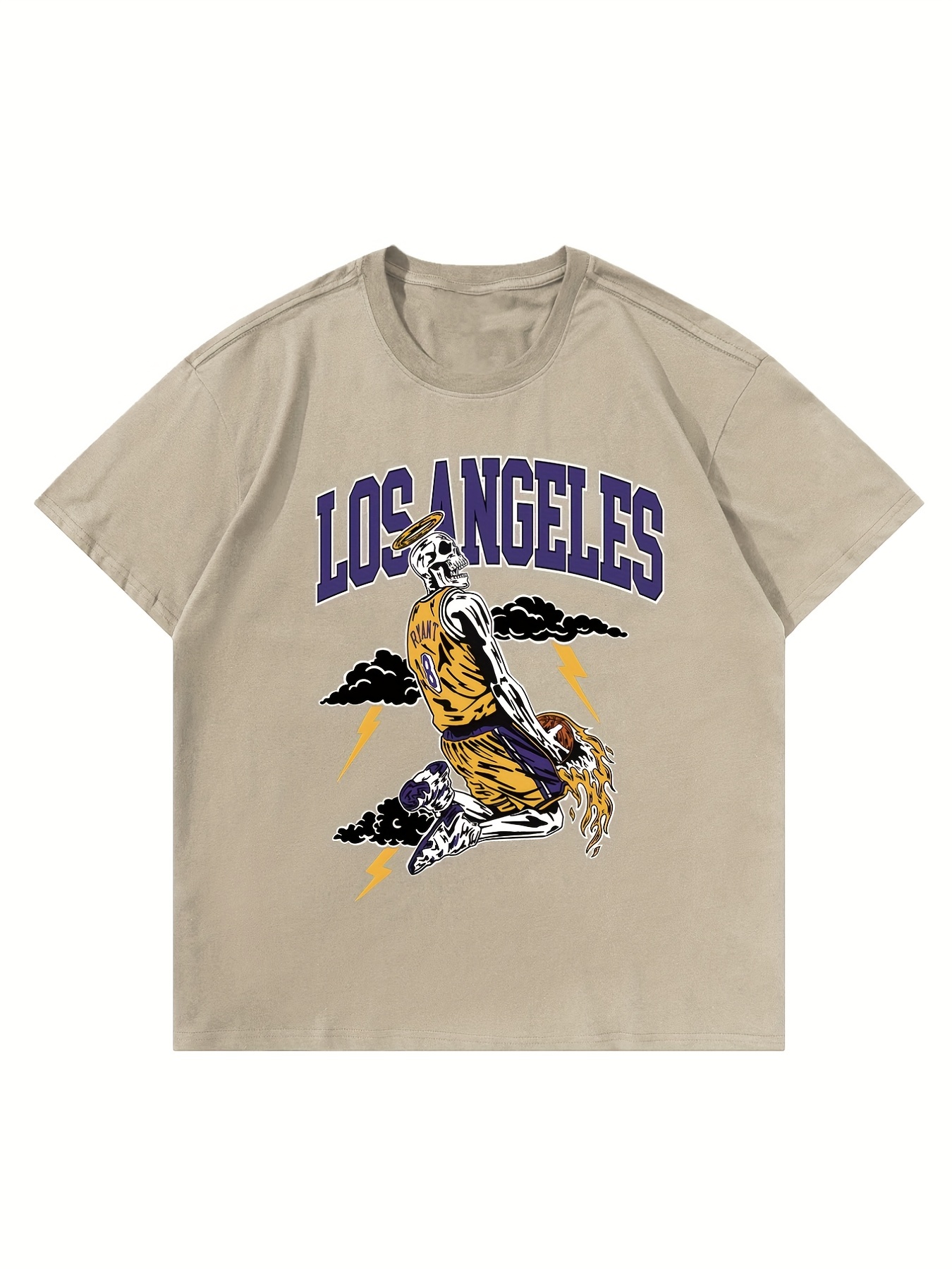 Los Angeles Print, Men's Graphic Design Crew Neck T-shirt, Casual