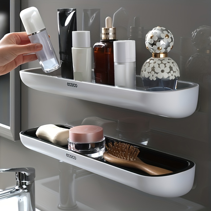YOREDE Bathroom Shelves Free Punching Storage Rack Toilet Shelf For Makeup  Organizer Toiletries Holder Bathroom Accessories Set