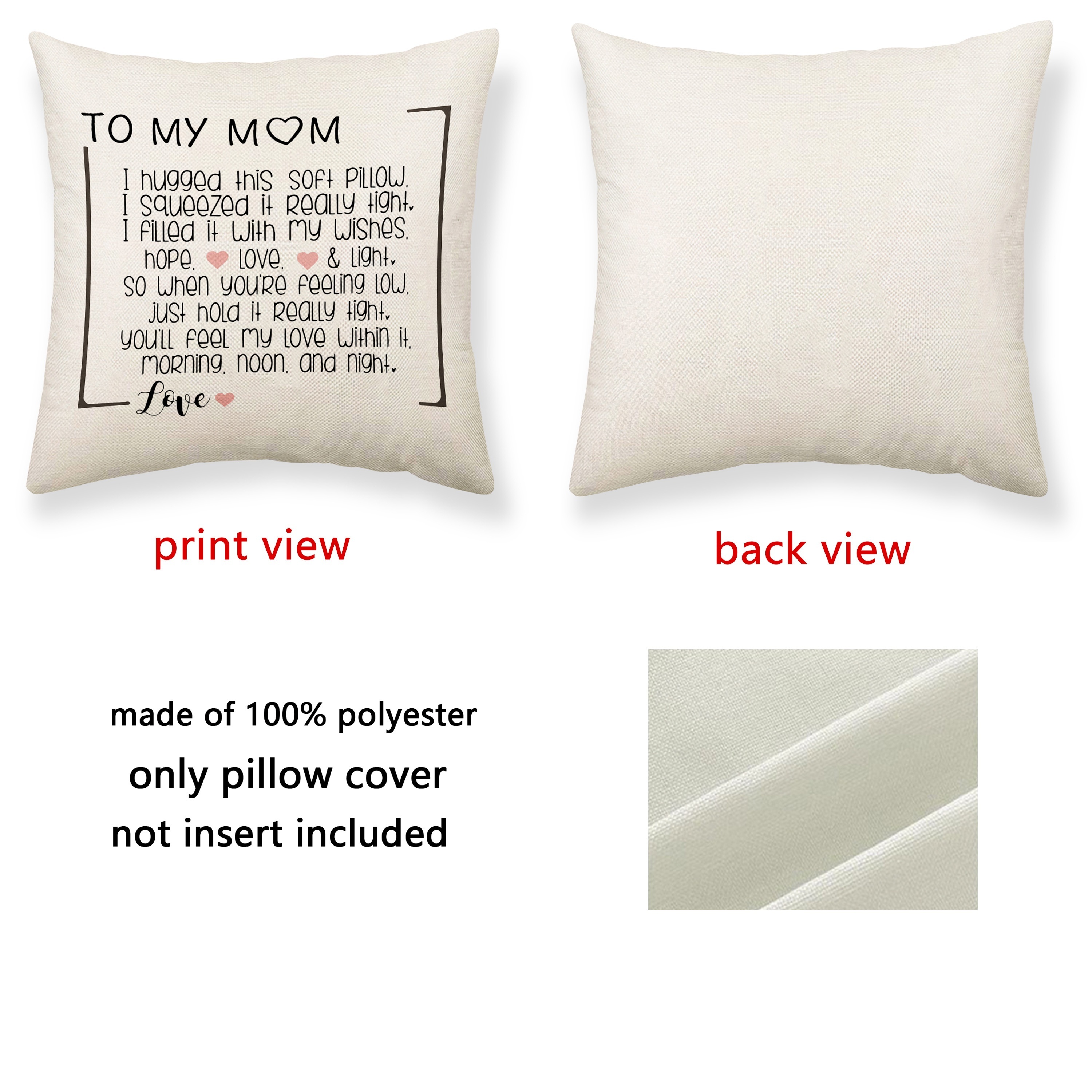 Gifts for My Special Mom Pillow Covers with Pillow Insert 18x18