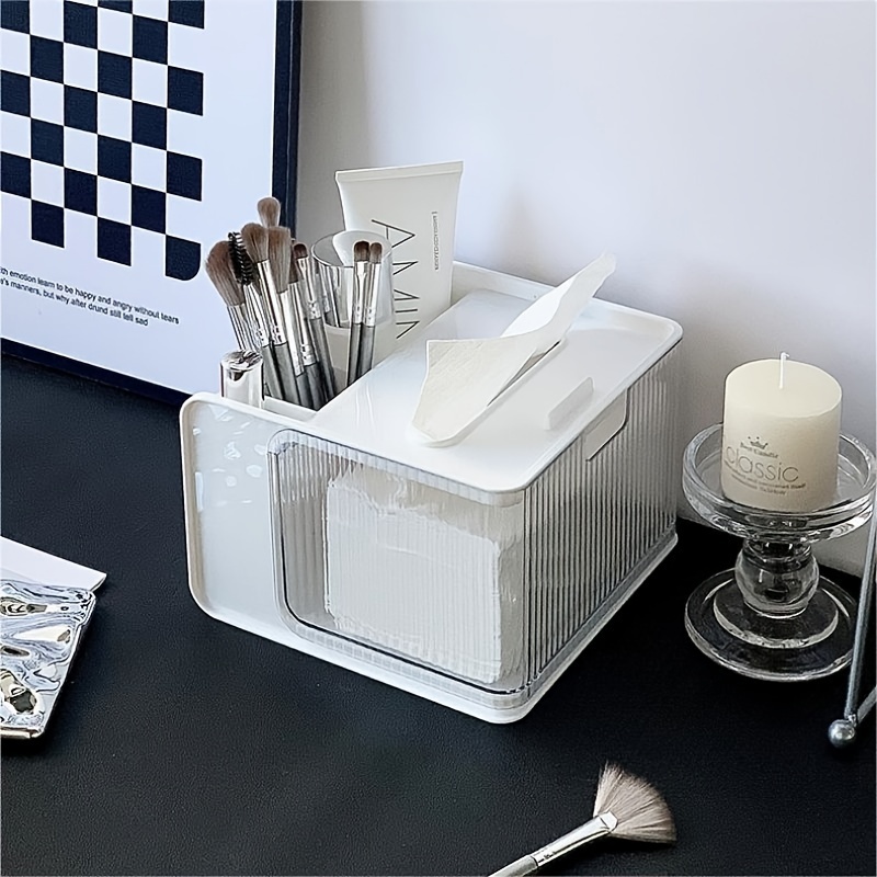 1pc Multi-functional Tissue Box, Tissue Box Cover, Napkin Dispenser  Container, Desktop Tissue Holder, Tissue Storage Box For Bathroom Living  Room Bedr