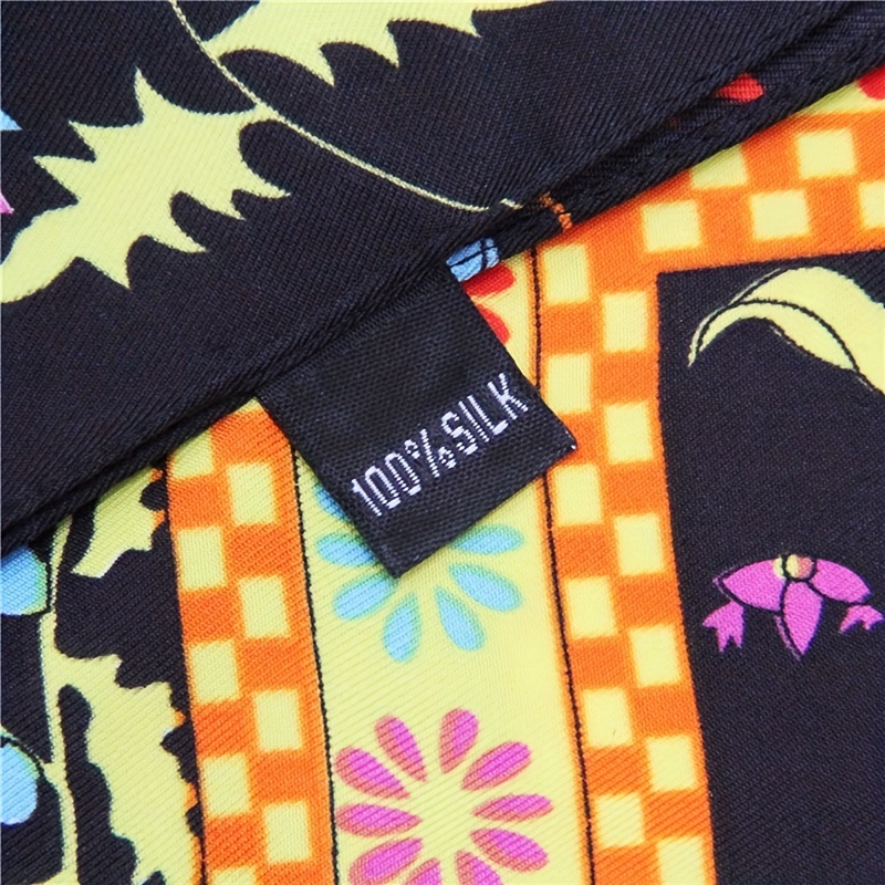 Soft Silky Satin Square Scarf Geometric Printed Shawl Hair Wrap