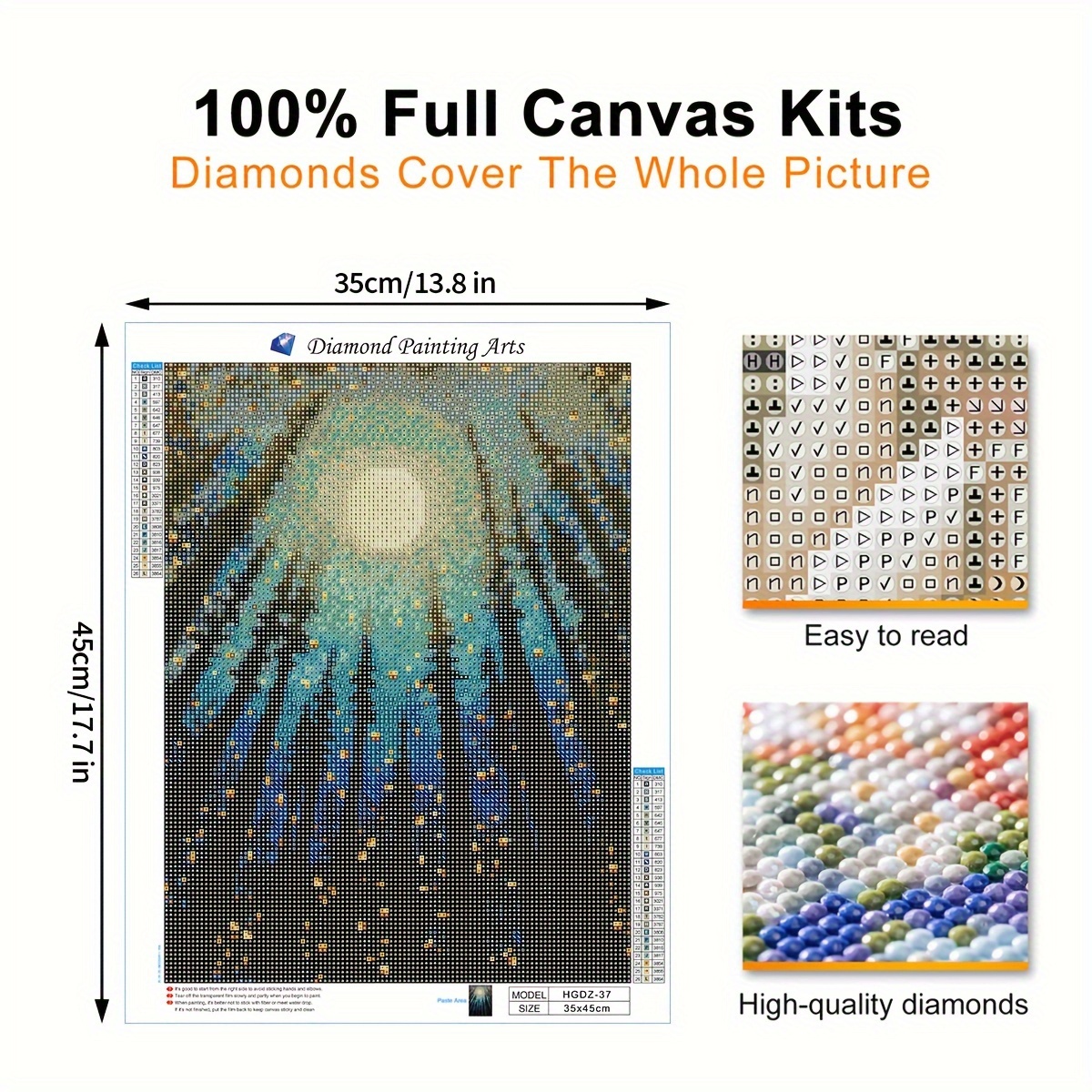 1pc 13.8x17.7in Full Square Diamond Canvas Moon Tree Landscape Home Wall  Decor 5D Diamond Painting Kits