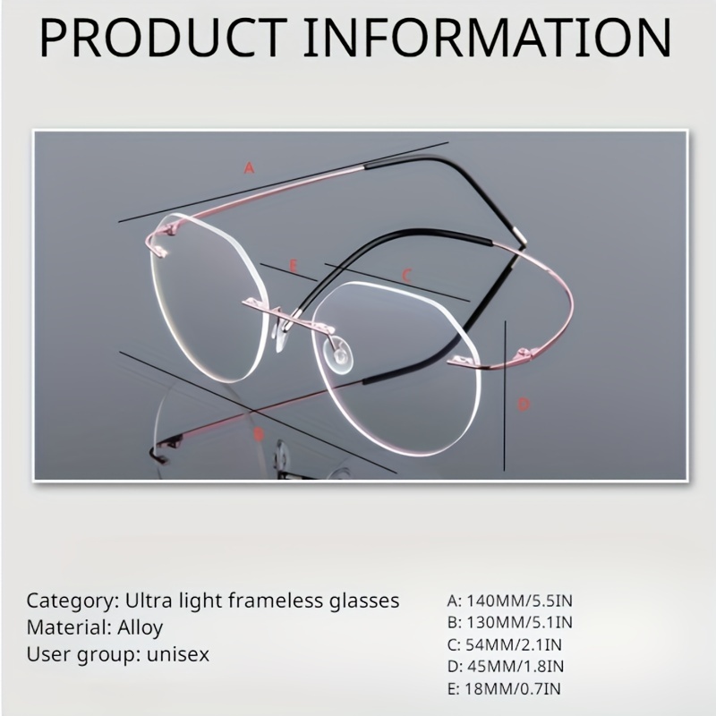 Titanium Flexible Frame For Women And Men With Oval Rimless - Temu
