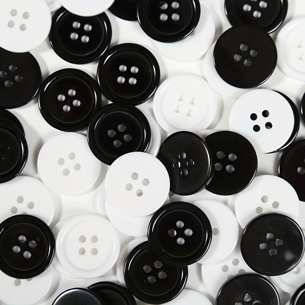 100 botones negros, botones negros para manualidades, botones de 4