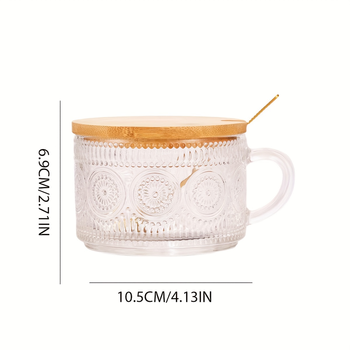 Embossed Glass Coffee Mug With Spoon Coffee Cups With Golden - Temu