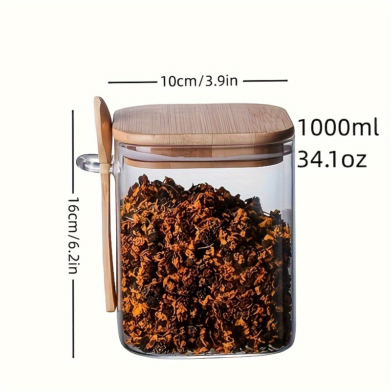 Ahhute Glass Storage Honey Jars with Cork Lids, Bamboo Spoons