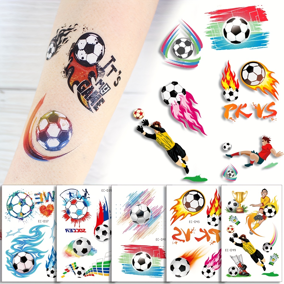Flyftrey Tatuajes Temporales para Niños (futbol 20pc) 