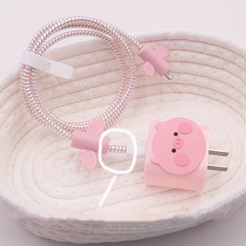 Pink Pig Charger Case for Apple 18W 20W Charger Protector Cable