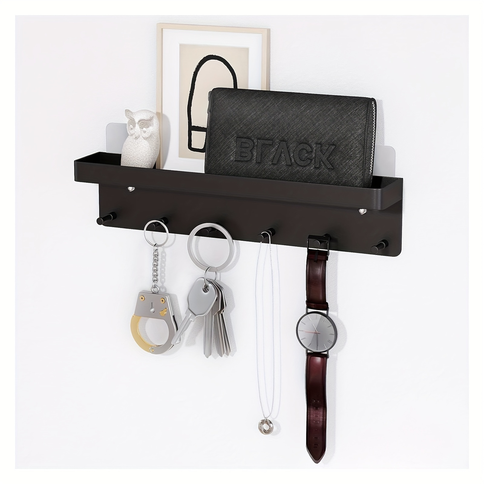 Caja de llaves de madera, organizador de llaves de montaje en pared,  rústico, decorativo, de madera, con 6 ganchos para llaves para el hogar,  entrada